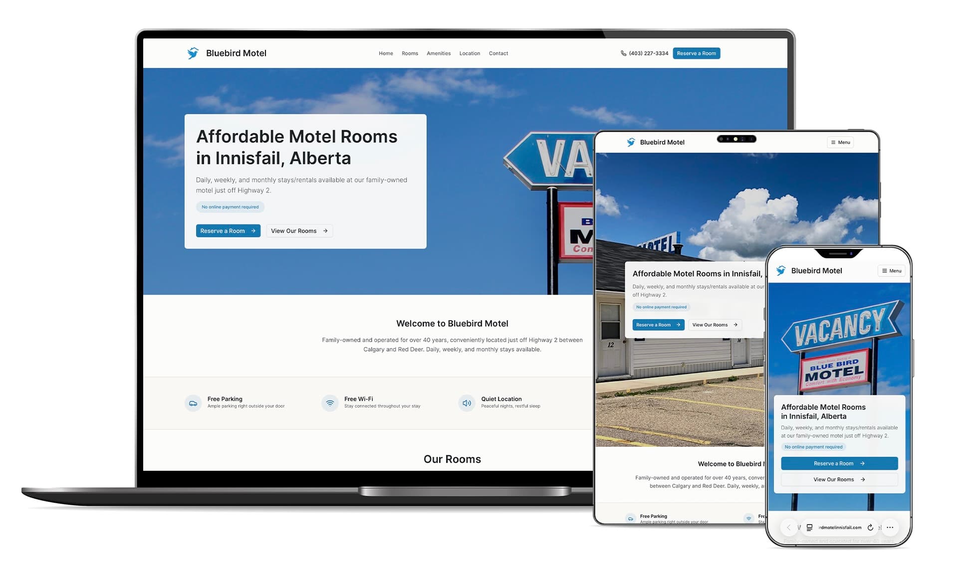 Bluebird Motel website